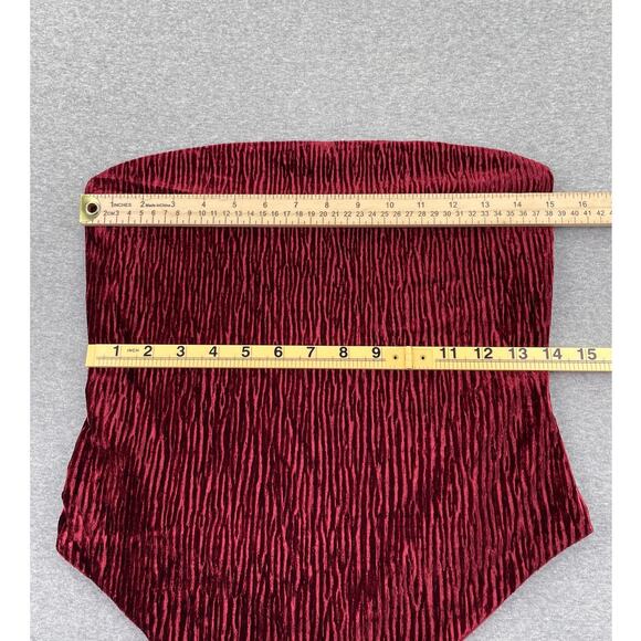 Naked Wardrobe Bodysuit Womens M Red Plush Velvet Tube Strapless Romantic Glam - Picture 5 of 12